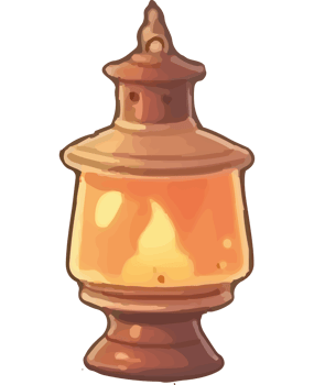 antique lantern handle with flame isolated png