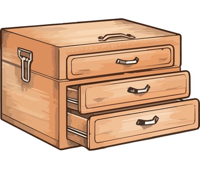 Wooden chest of drawers with handles png