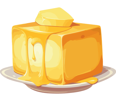 Yellow gourmet meal, fresh organic butter icon isolated png