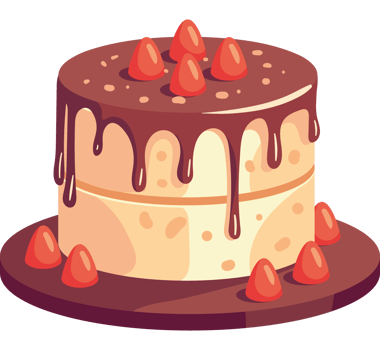 Cake with chocolate icing and strawberries png