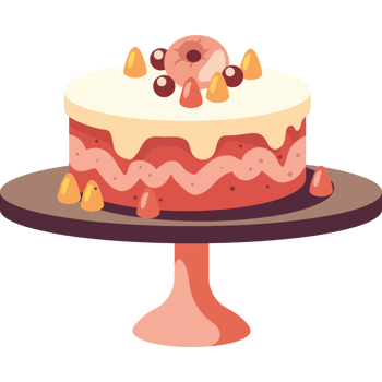 Gourmet cake dessert, sweet food icon isolated png
