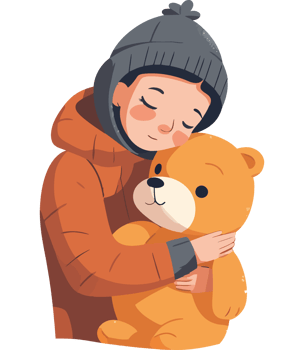 A boy hugging a teddy bear png