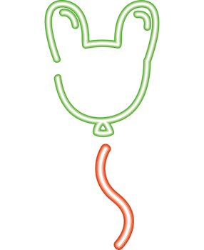 A neon sign with a balloon in the shape of a rabbit png