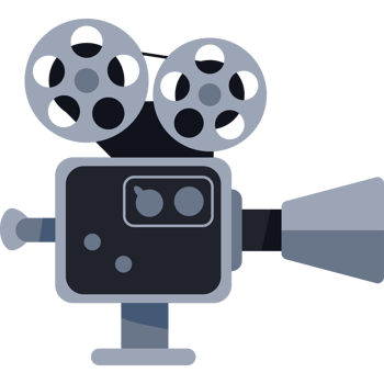A movie camera icon with two film reels png