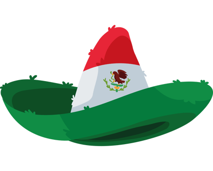 mexican flag in a hat illustration isolated png