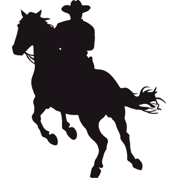 A silhouette of a cowboy riding a horse png