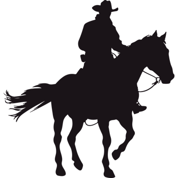 A silhouette of a cowboy riding a horse png