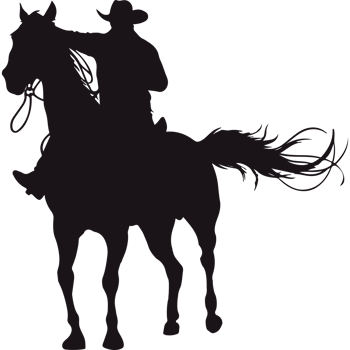 A silhouette of a cowboy riding a horse png