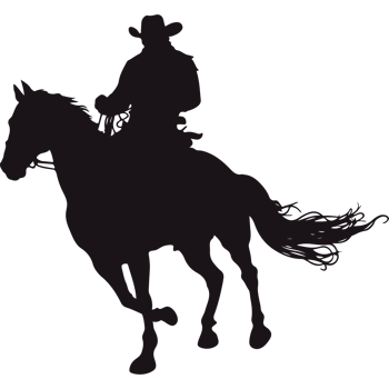 A silhouette of a cowboy riding a horse png