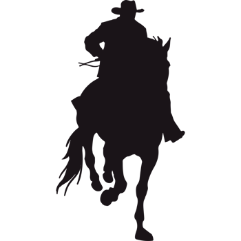A silhouette of a cowboy riding a horse png