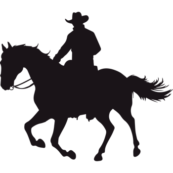 A silhouette of a cowboy riding a horse png