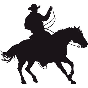 A silhouette of a cowboy riding a horse png