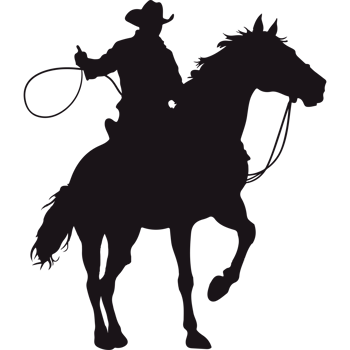 A silhouette of a cowboy riding a horse png