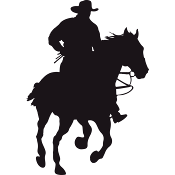 A silhouette of a cowboy riding a horse png