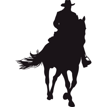 A silhouette of a cowboy riding a horse png