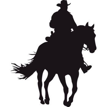 A silhouette of a cowboy riding a horse png