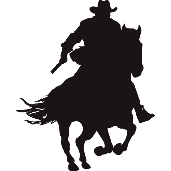 A silhouette of a cowboy riding a horse png