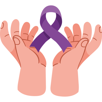 Two hands holding a purple ribbon png