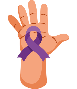 A hand with a purple ribbon on it png