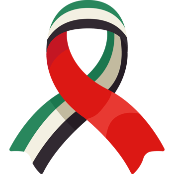 The uae flag is shown with a red, white and green ribbon png