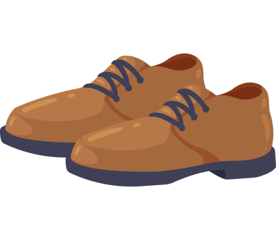 Pair of stylish brown leather shoes for a businessman png