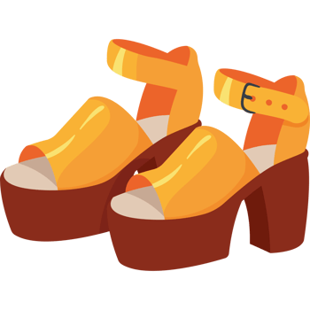 A pair of yellow shoes with a platform png