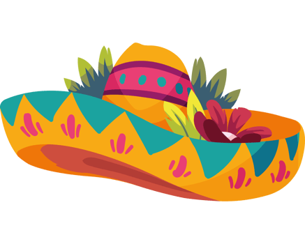mexico sombrero with flowers illustration png