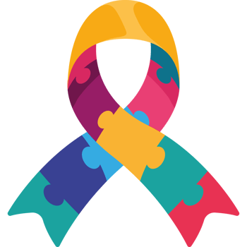 A colorful autism awareness ribbon png