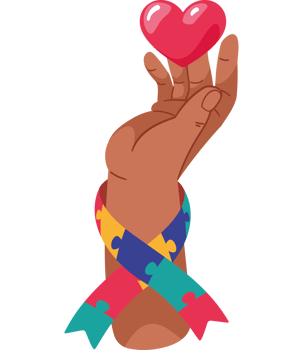 A hand holding a heart with a ribbon around it png