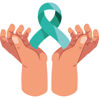 Two hands holding a green ribbon png