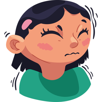A cartoon girl with a sad face png