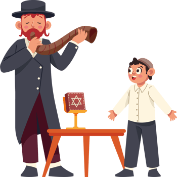 A cartoon illustration of a jewish man and boy png