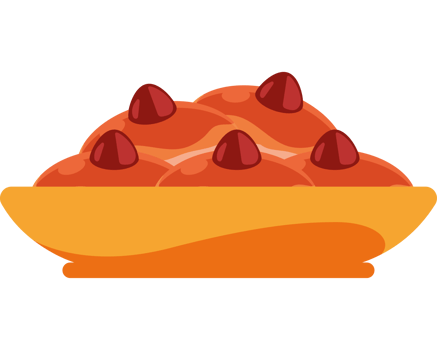 A bowl of food with cherries on top png
