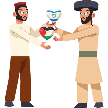 Two men holding a heart with an israeli flag png
