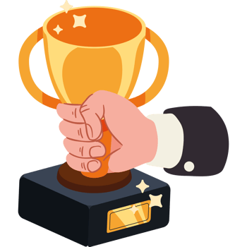 hand holding trophy illustration isolated png
