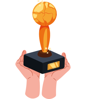 Hand holding trophy competition png