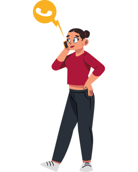 A woman talking on the phone with a smiley face png