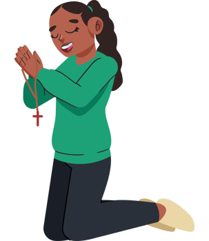 A girl praying with a rosary png