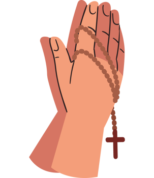 Praying hands with rosary png