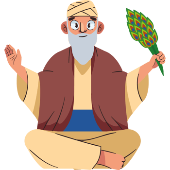 An old man sitting in the middle of the ground with a plant in his hands png