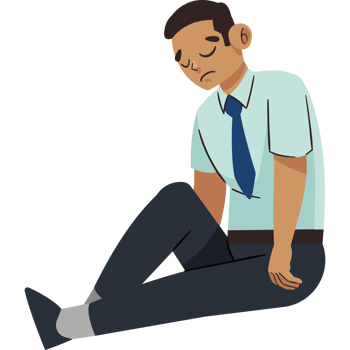 A man sitting on the floor with his head in his hands png