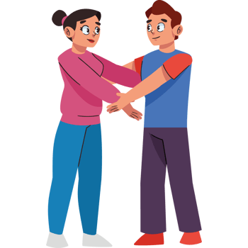 Cartoon couple holding hands, one is holding the other's hand png