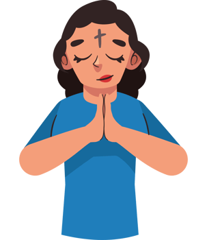 A woman praying with her hands closed png