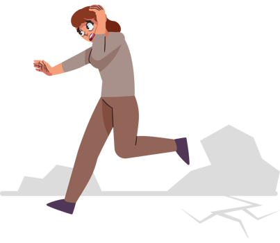 A woman is running away from a crack in the ground png