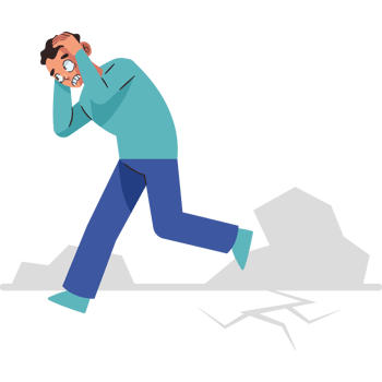 Earthquake scared man png