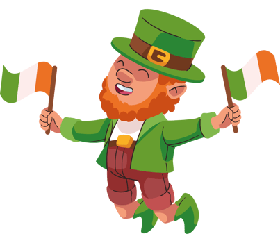 Leprechaun jumping with flags png
