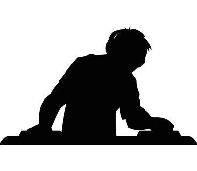 A silhouette of a person sitting on a table png