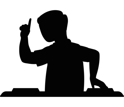 A silhouette of a person standing on a table png