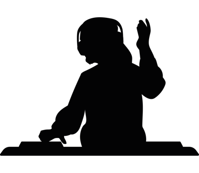 A silhouette of a person sitting on a table png