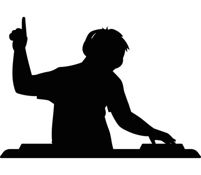 A silhouette of a man playing a dj set png
